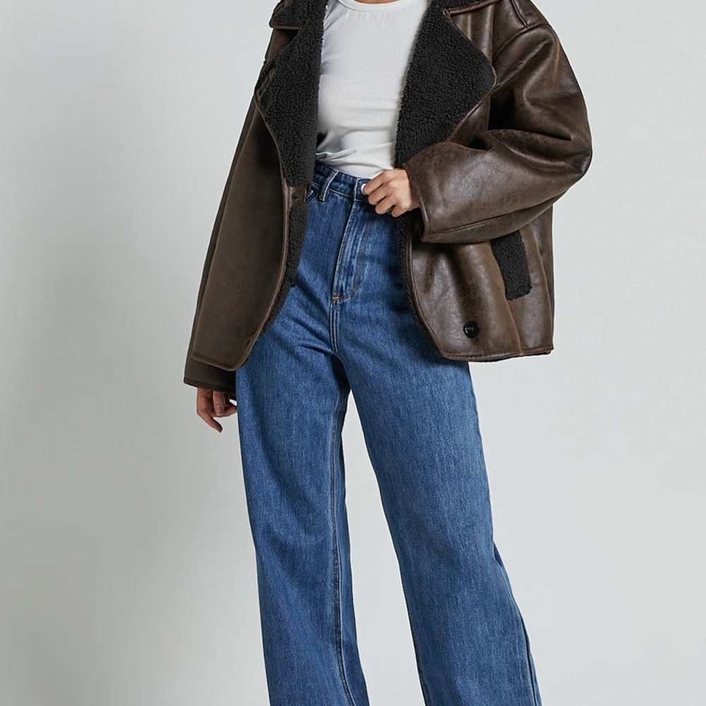 SHOWPO NWT Brown Faux Leather Jacket with Black Lining